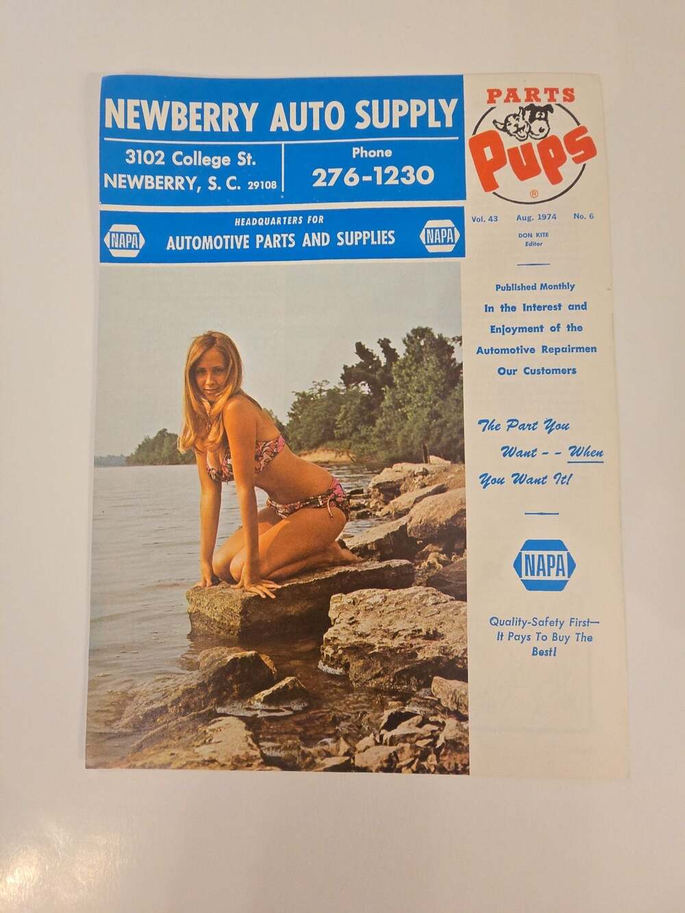 Vintage 1974 NAPA Parts Pups Magazine Newberry Auto Supply